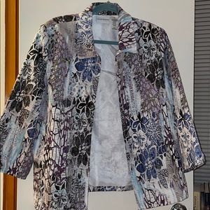 Grey white floral print jacket
